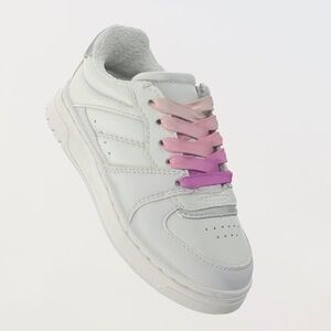 Zara white sneakers ombré pink laces zip closure